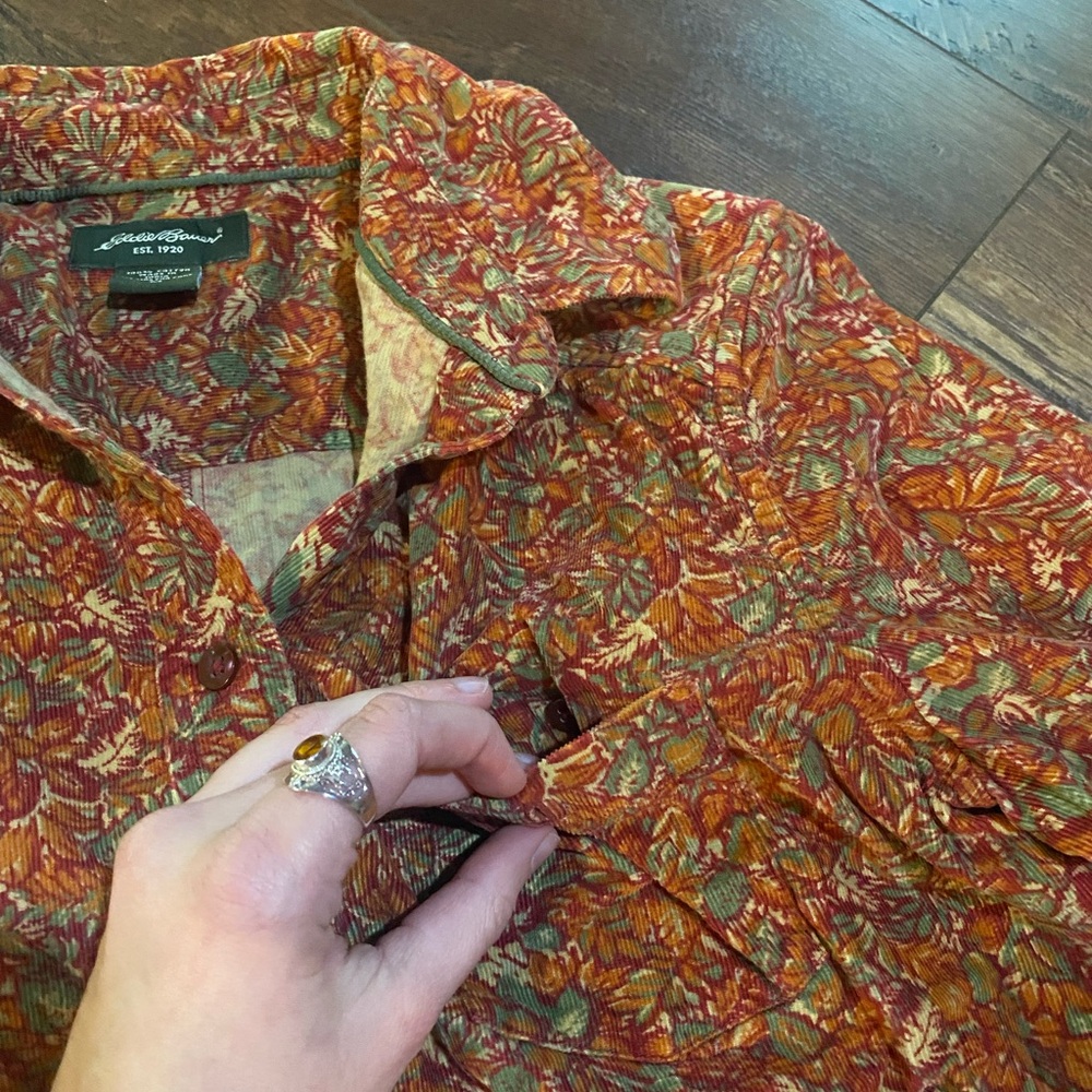 Eddie Bauer Orange Patterned Shirt - image 4